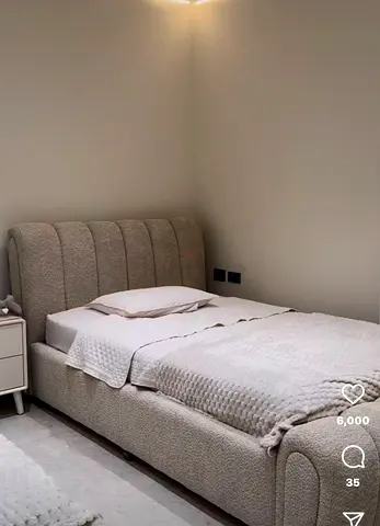 Upholstered Single Bed with Headboard - Light Grey,