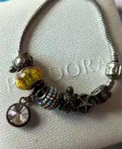 Pandora Silver Charm Bracelet with Decorative Beads. New with and All Inclusions.