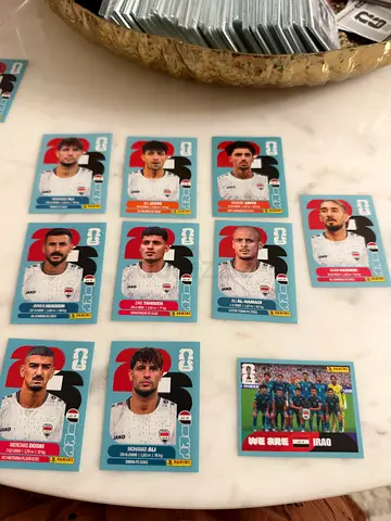 Collection of World Cup Player Trading Cards - Lot of 10 (Iraq Team & Match Sticker)