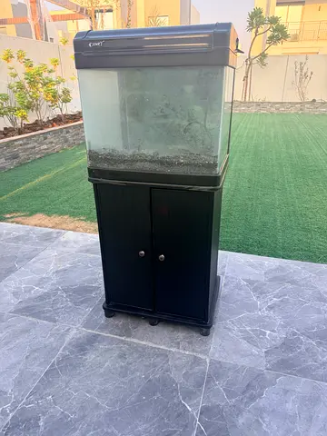 Used 40-60L Glass Aquarium with Black Stand — average to Good Condition