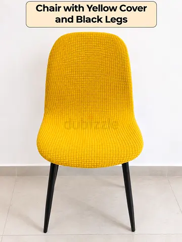 Metal legs Dining chair with Yellow Cover