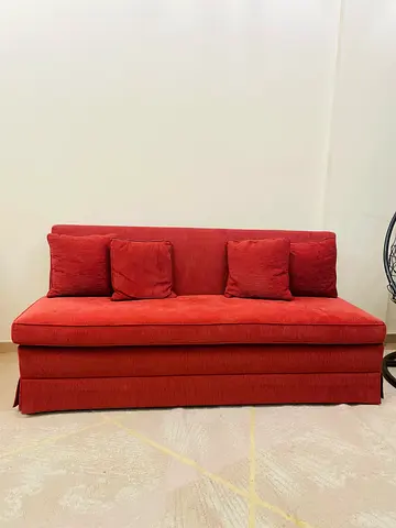 Classifieds: Compact 3-seater sofa bed in red with cushions - good ...