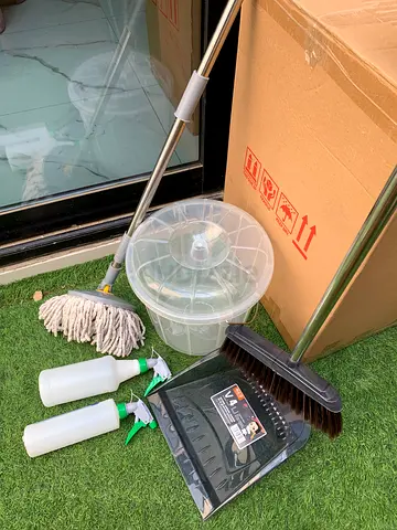 Broom, mop and cleaning set — used, good condition