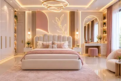 Stylish luxury 180*200 king size bed with pink blush