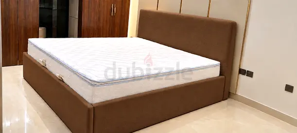 New Brown upholstered queen bed frame with headboard- good luxury Queen size bed