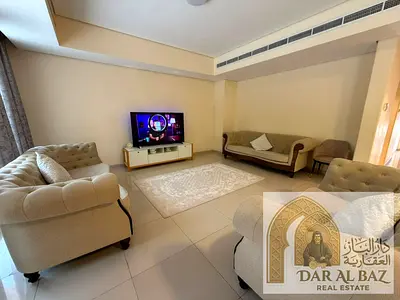 Luxurious, furnished corner villa in Al Zahia Gardens; features 4 bedrooms, a large living area, a spacious courtyard, parking for 6 cars, a maid’s ro