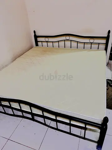 Metal Double Bed Frame with Mattress - Good Condition