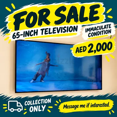 65-inch LED TV in excellent condition - AED 2,000 (collection only)