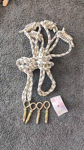 Climbing/Utility Rope with 4 Snap Hooks - Used, Good Condition