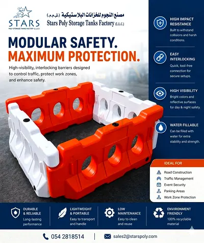 🏭 STARS POLY FACTORY (UAE) 
Premium Storage Tanks & Road Barriers Direct from Factory