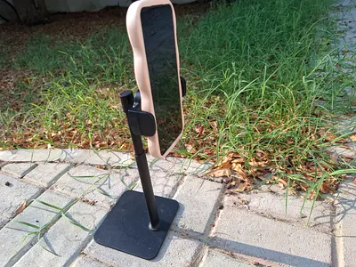 Adjustable desk phone stand holder - sturdy metal base ( Posture Impowerment and Neck Reliever)