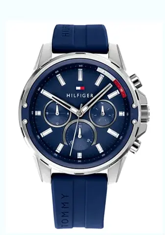 Tommy Hilfiger Men's Blue Chronograph Watch with Silicone Strap