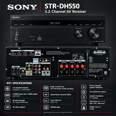 Sony STR-DH550 5.2-Channel AV Receiver - Good Working Condition
