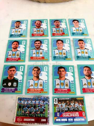 Collection of Argentina World Cup football trading stickers (14 stickers)