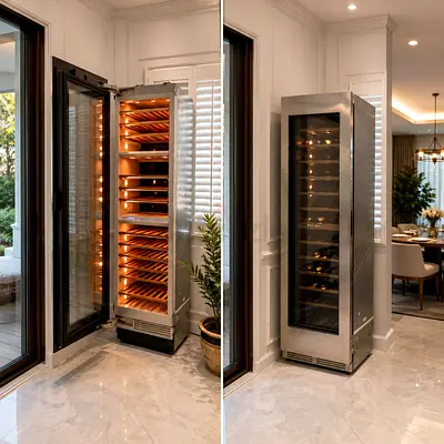 Miele integratwd Stainless Steel Wine Cooler / Wine Refrigerator - Tall, Dual Zone Appearance