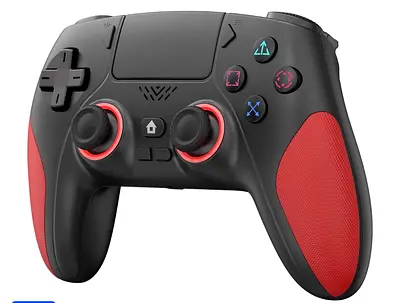 Wireless Bluetooth Game Controller for PlayStation-style Gaming (Black/Red)