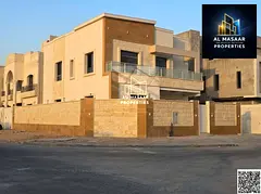 Modern corner villa, situated at the intersection of two streets, featuring two floors and a rooftop