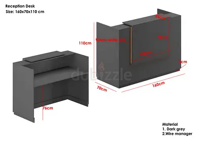 Modern Dark Grey Reception Desk with LED Lighting