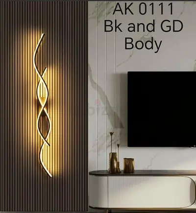 Modern LED Decorative Wall Light — Vertical Twisted Design (Gold/Black) size 60cm