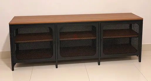 IKEA FJALLBO TV Bench, Black Metal and Wood, 150 cm, Dubai Creek Harbour