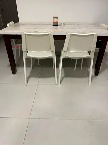 Marble Top Dining table with 6 chairs