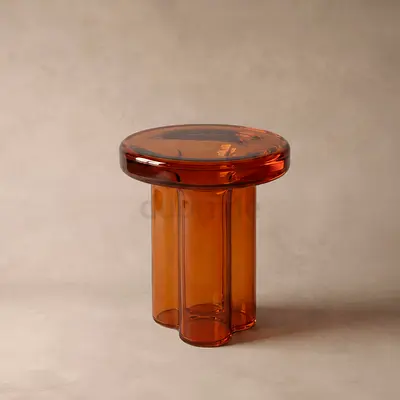 Amber Glass Side Table, Tall, 46 cm x 36 cm