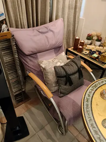 Comfortable reclining lounge chair with cushions