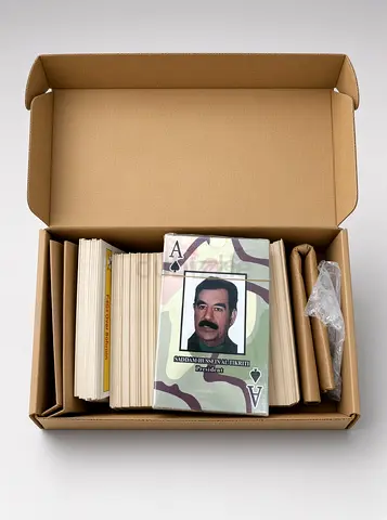 Saddam Hussein Most Wanted Playing Cards + Desert Storm Trading Cards Collection