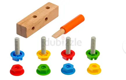 Wooden Nuts & Bolts Toy Set for Preschoolers OUTSTANDING CONDITION Montessori hand eye coordination