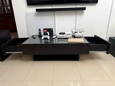 Center Table with side drawers - dark wood finish