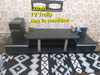 Low TV Trolley / Entertainment Unit - Black, Good Condition