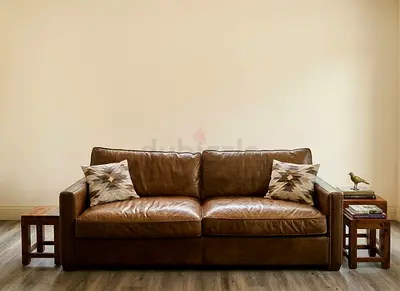 marina home Genuine Brown Leather 3-Seater Sofa in Good Condition
