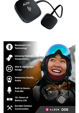 Aleck Snow Series Wireless Helmet Speakers — Bluetooth, 18hr Battery