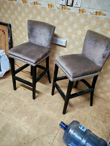 Set of 2 Velvet Upholstered Bar Stools with Backrest