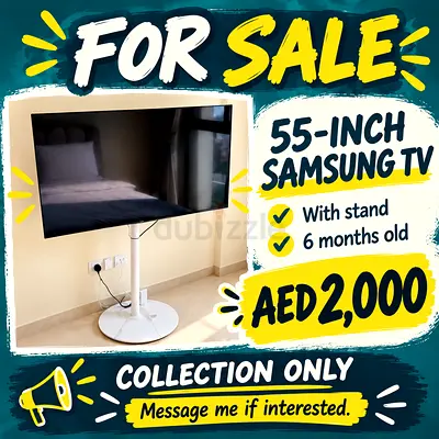 55-inch Samsung LED TV with stand - 6 months old