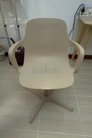 Ikea Beige Modern Plastic Swivel Armchair - Good Condition