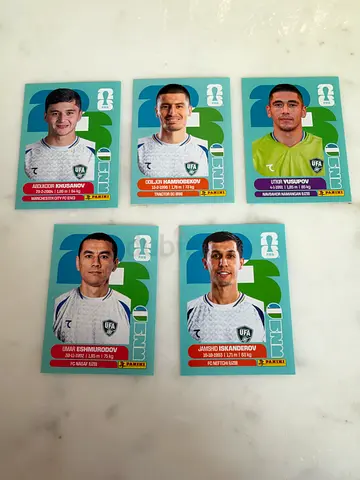 Set of 5 UZB Football Trading stickers (Players)