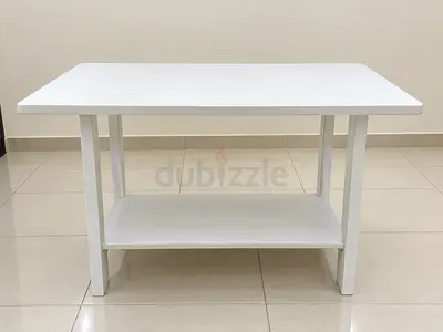 Simple White Coffee Table with Lower Shelf - Good Condition