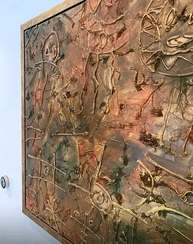 Large Textured Abstract Mixed-Media Wall Art Framed