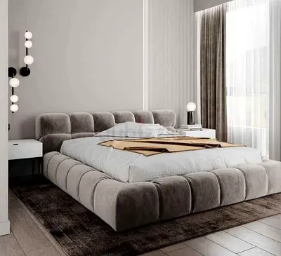 Modern tufted upholstered king bed frame in grey velvet with Matrrres