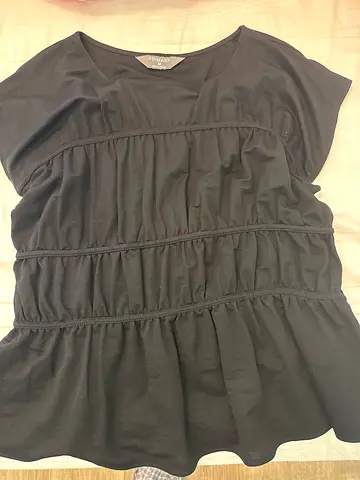 Black Ruffled Top - Women's Casual Top