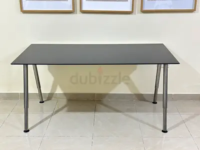 IKEA adjustable Simple black rectangular dining or work table with metal legs