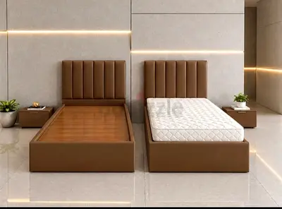Modern Single Beds frame 90/190 cm Headboards - Brown Color