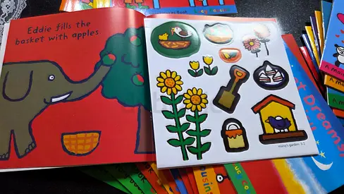 Set of colorful children's picture books with stickers — Maisy  Box 36 books
