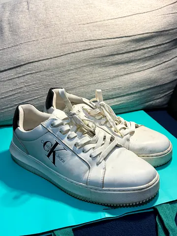 White Calvin Klein casual sneakers, size EU 44 lightly used
