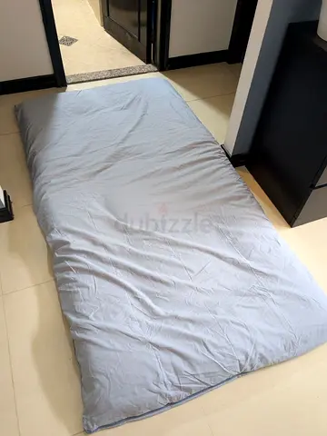 Japanese floor futon mattress, twin, grey, with storage bag
