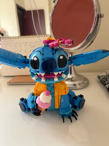 Custom Lego-style Stitch Figure with Ice Cream Accessory