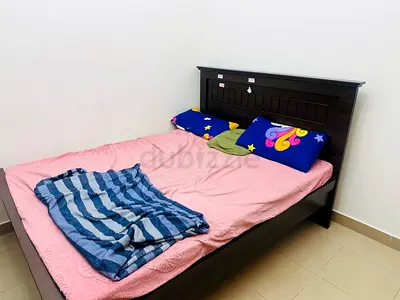 Dark Wood Double Bedframe with Headboard - Good Condition