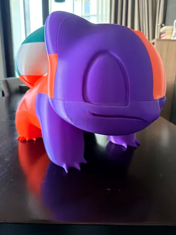 3d printed life size Bulbasaur Pokemon multi colored