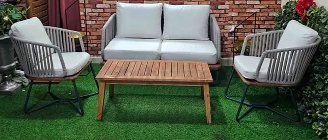 TEAK WOOD WOVEN GARDEN SET